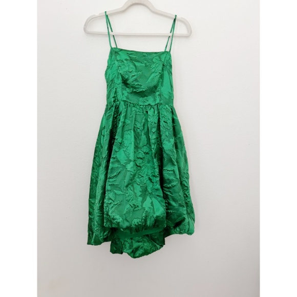 BY ANTHROPOLOGIE Green Jacquard Hi Low Bubble Midi Dress Size 4 - Picture 3 of 8
